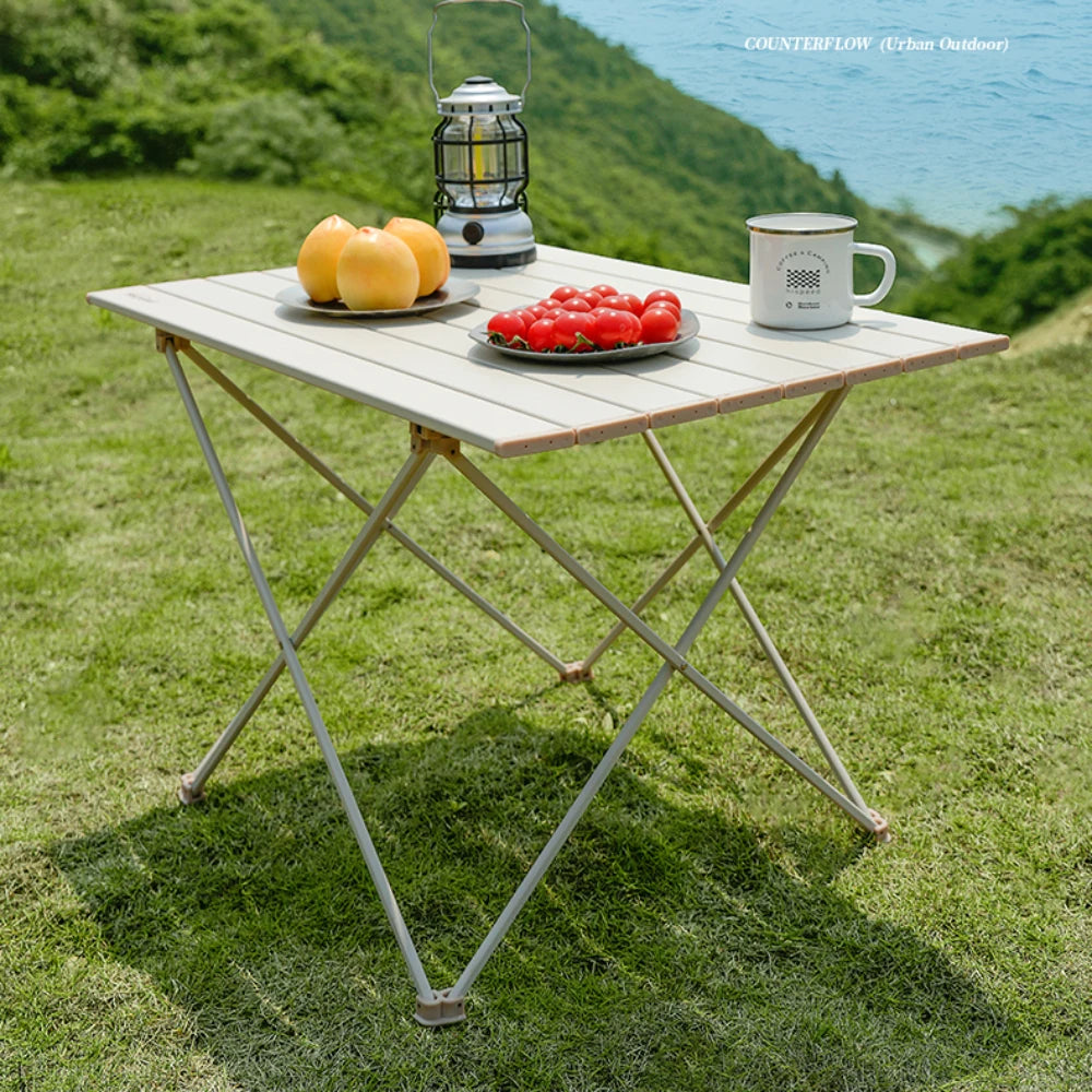 Mesa de camping plegable ultraligera, portátil, para exteriores, para cenar, picnic, barbacoa, ocio, muebles de almacenamiento para exteriores.