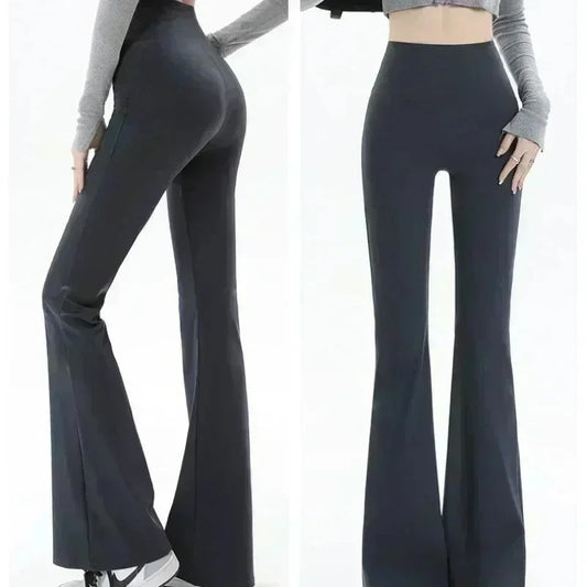 Pantalones de mujer, leggings acampanados, cintura alta, pernera ancha, pantalones de yoga, mallas deportivas sin costuras, para entrenamiento, gimnasio, ropa deportiva informal, adelgazantes.