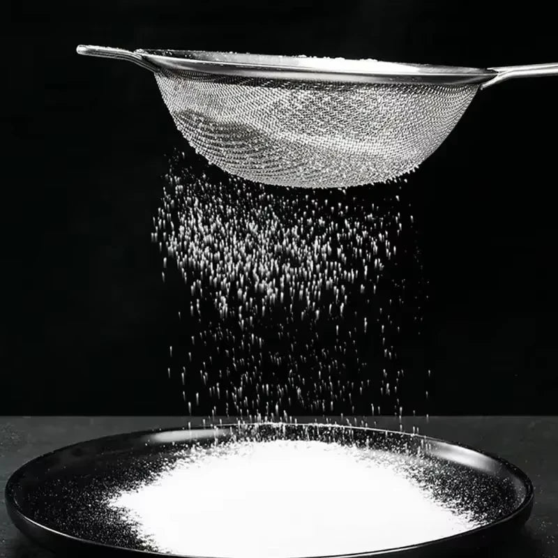 Filtro de malla de acero inoxidable con cuchara ranurada, esencial para la cocina, paquete de 3, colador de alimentos finos con mango largo para cocinar