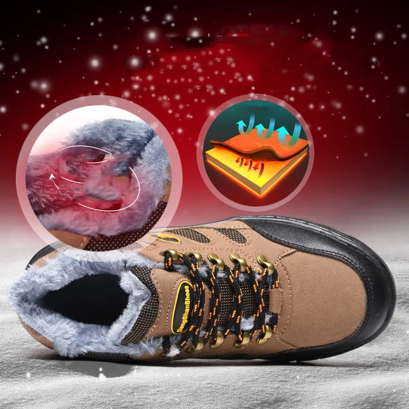 Zapatos de Seguridad 2023 Nuevos Zapatos de Seguridad de Invierno para Hombre, Felpa Abrigada, Alta Calidad, Trabajo al Aire Libre, Tallas Grandes, Sepatu Safety