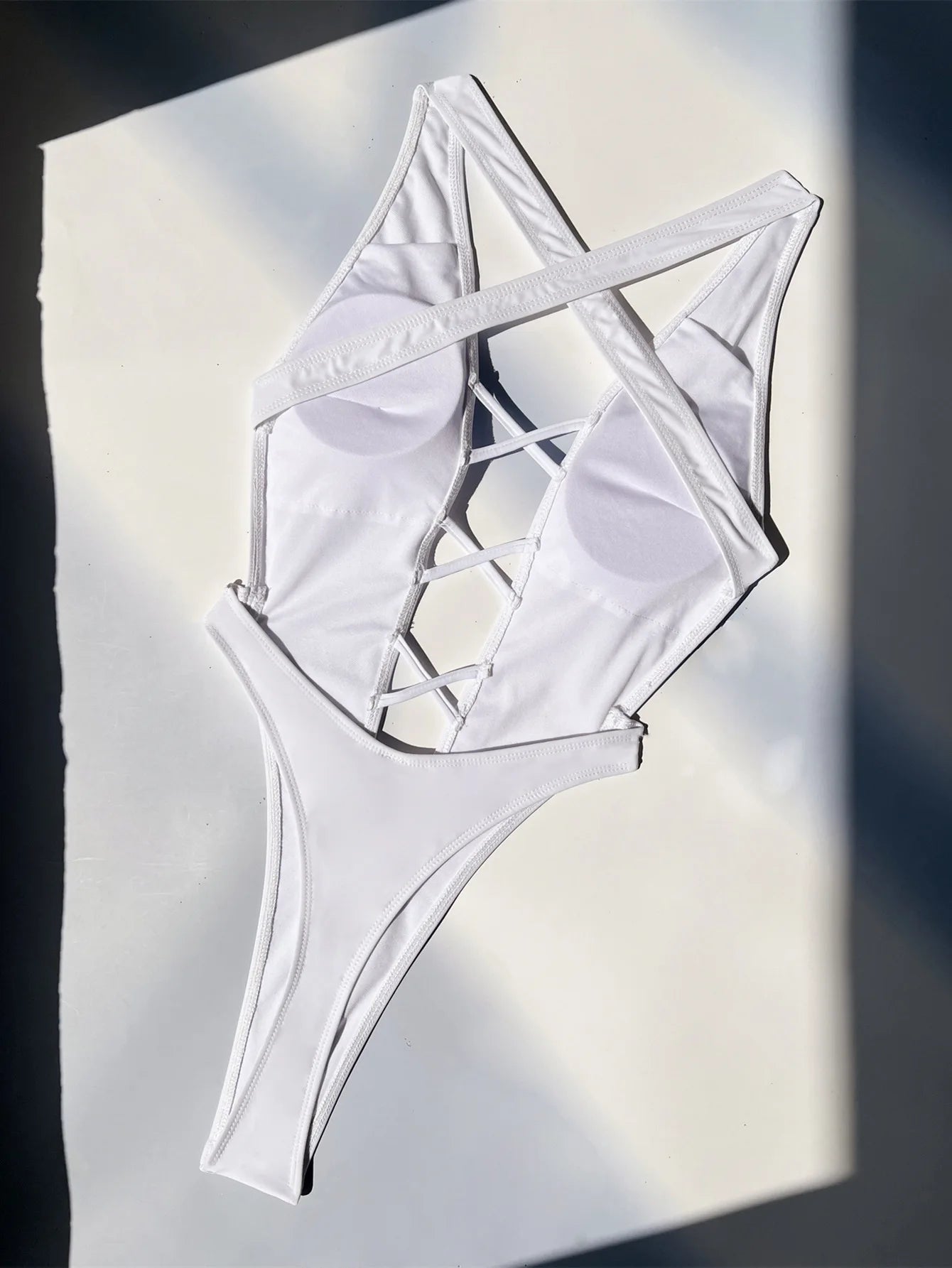 Traje de baño de una pieza para mujer, sexy, cruzado, sin espalda, de corte alto, con tanga, monokini