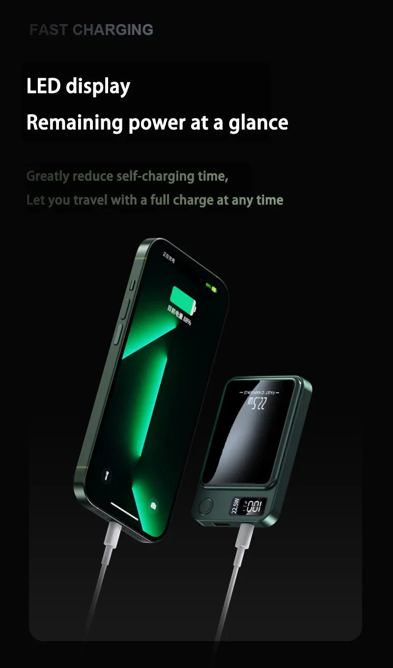 Banco de energía magnético inalámbrico Xiaomi de 500.000 mAh y 22,5 W, carga ultrarrápida, batería externa portátil para iPhone y Samsung.