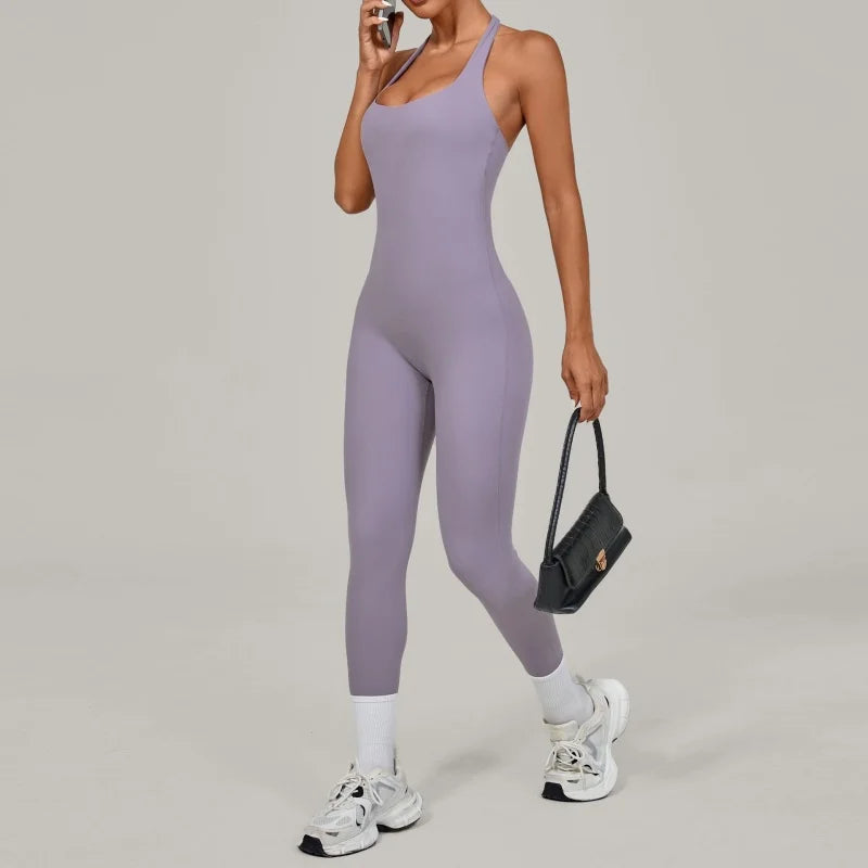 Nuevo Body de Yoga Sexy para Mujer, Mono Deportivo de una Pieza, Sin Mangas, Espalda Abierta, Conjunto de Yoga de Secado Rápido, Ropa Deportiva para Entrenamiento y Yoga.