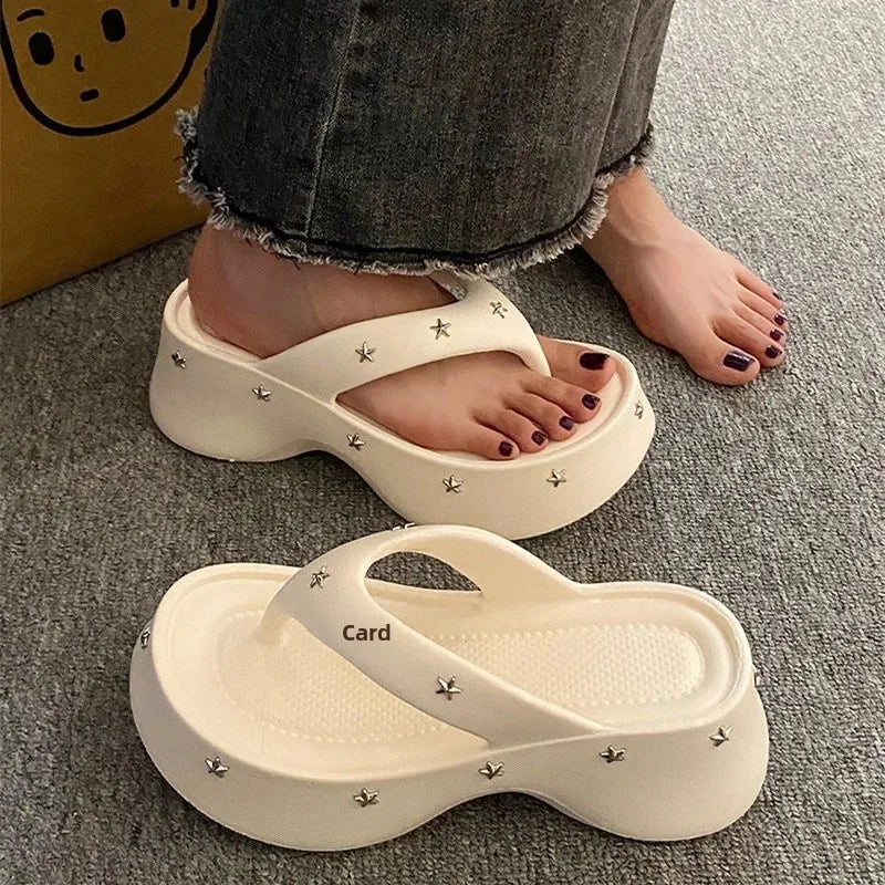 Chanclas de verano antideslizantes de suela gruesa para mujer, cómodas y de moda, para exteriores, de material EVA.