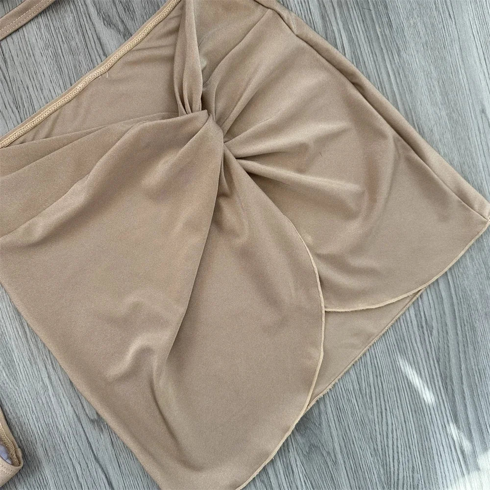Bikini de 3 piezas para mujer, traje de baño femenino, ropa de playa, traje de baño, conjunto de bikini de un hombro
