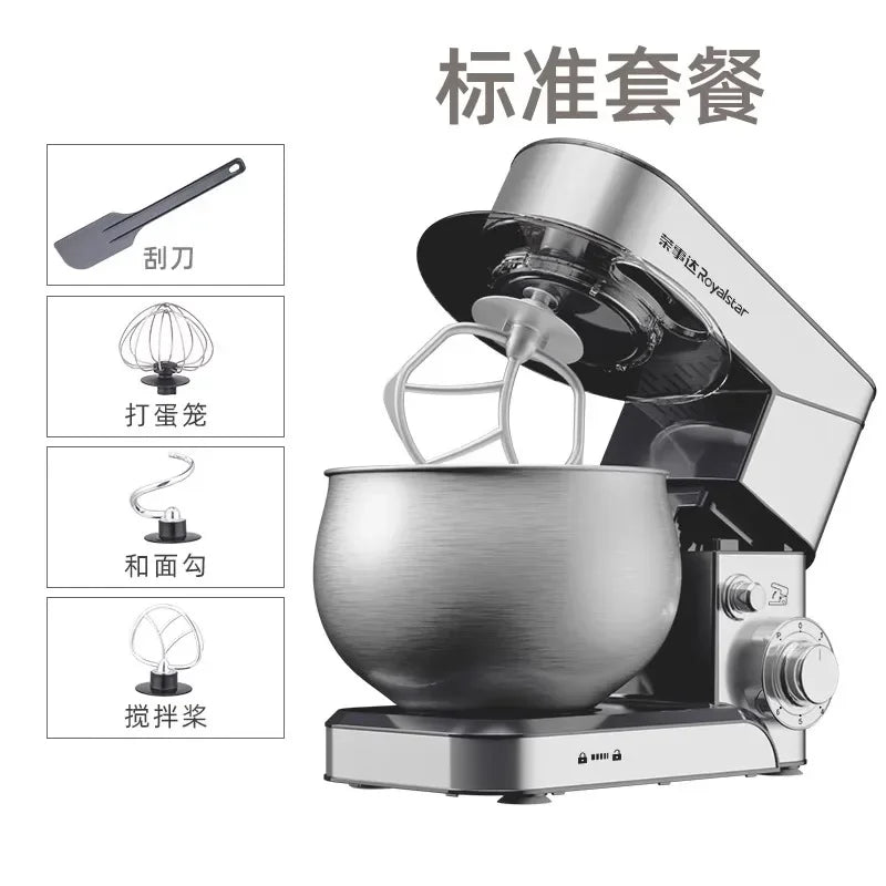 Amasadora automática pequeña de 220 V para uso doméstico, multifuncional, con espumador de leche y batidor de huevos.