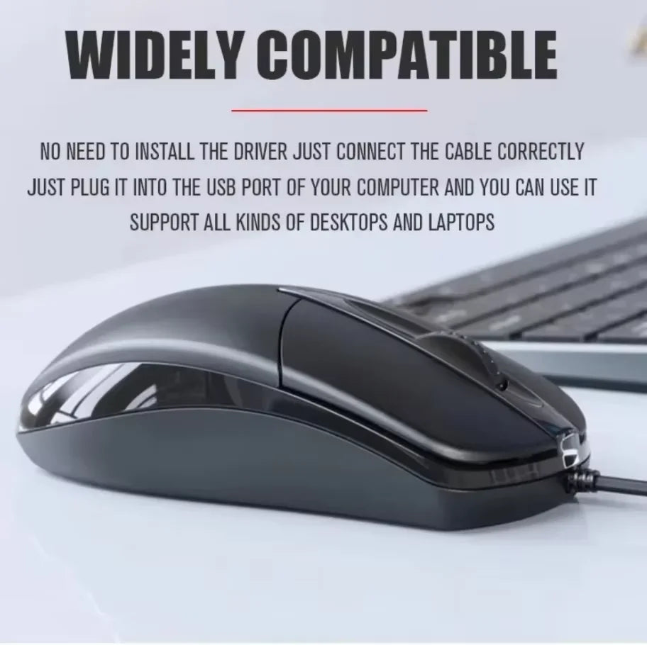Ratón óptico con cable USB para ordenador portátil, hogar, oficina, antideslizante, 3D, 1200 DPI, accesorios para PC de escritorio