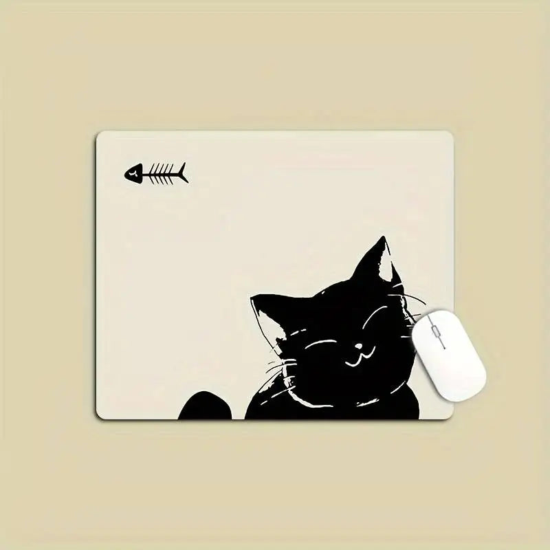 Alfombrilla de ratón con diseño de gato negro, pequeña, para oficina, escritorio de ordenador, teclado, alfombrilla grande para ratón, cojín para portátil, alfombrilla antideslizante para escritorio, decoración del hogar