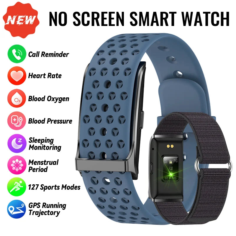 LIGE - Pulsera inteligente sin pantalla para hombre y mujer, con monitor de ritmo cardíaco, presión arterial, sueño, podómetro, rastreador de actividad física, 2025