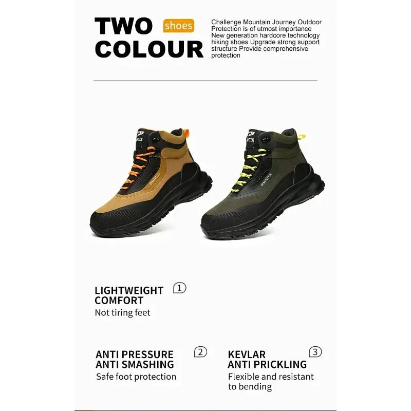 Zapatos de seguridad antisalpicaduras para hombre, botas de trabajo resistentes al desgaste, zapatos con punta de acero, zapatos protectores a prueba de pinchazos, zapatillas de seguridad