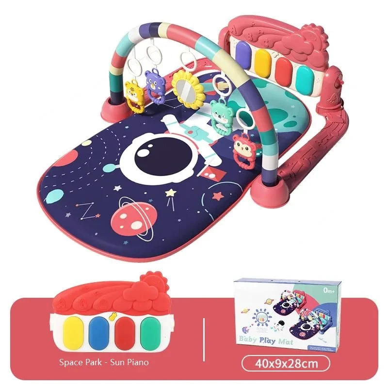 Marco de fitness multifuncional para niños, juguetes musicales para bebés, pedales, piano, marco de fitness, juego de rompecabezas, manta, tapete educativo, juguete de regalo
