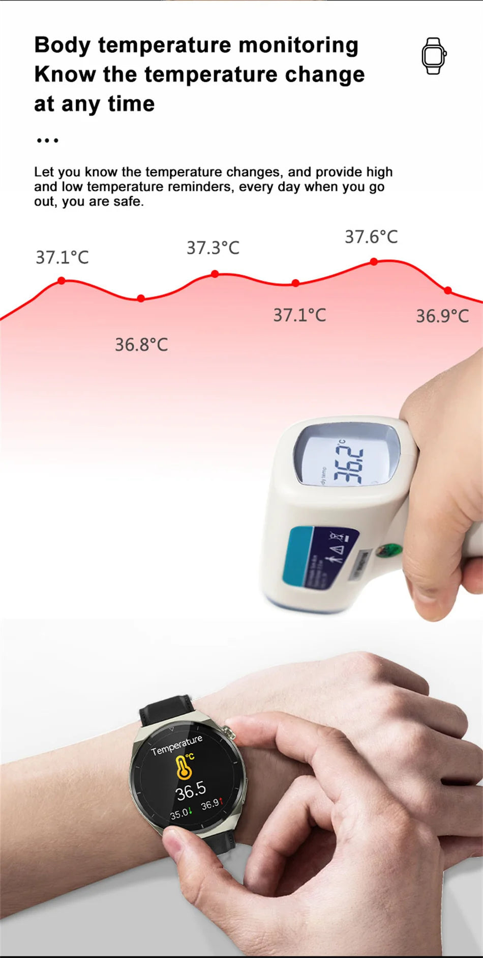 Reloj inteligente con tratamiento láser para hombres, dispositivo con ECG, PPG, frecuencia cardíaca, azúcar en sangre, monitor de salud, para Android e iOS, 2024
