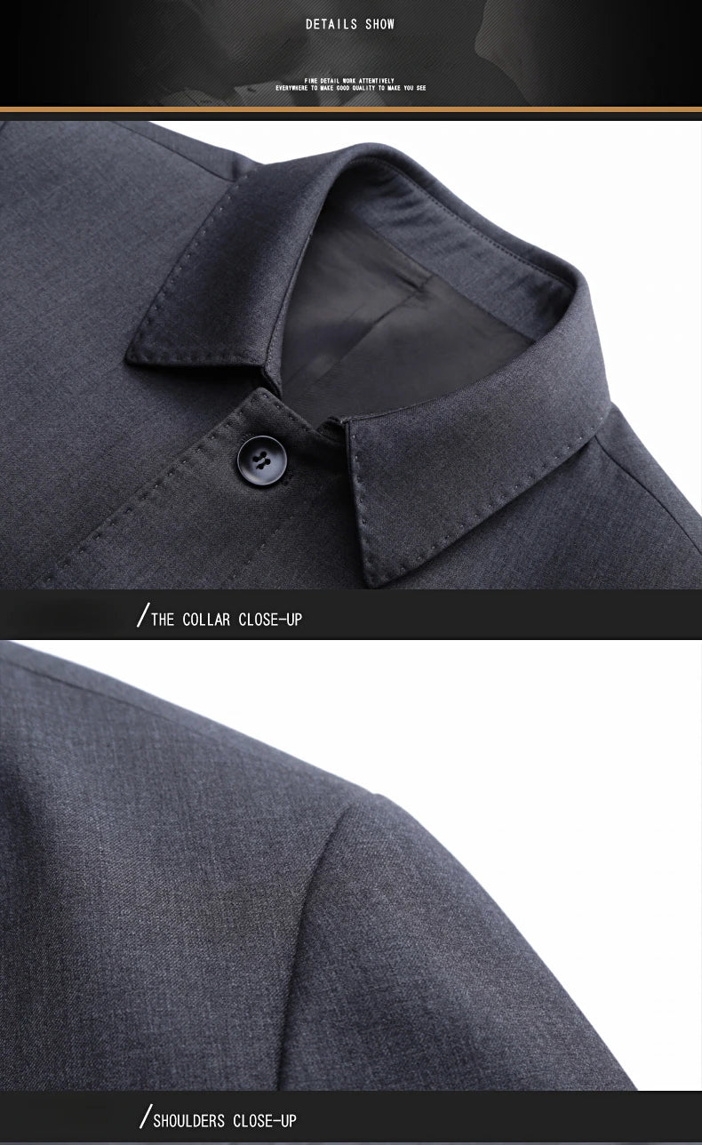 Autumn Winter Men Trench Coat Business Fashio Casual Male Jackets Slim Comfort Warm Windproof Top Trend Streetwear Outerwear New