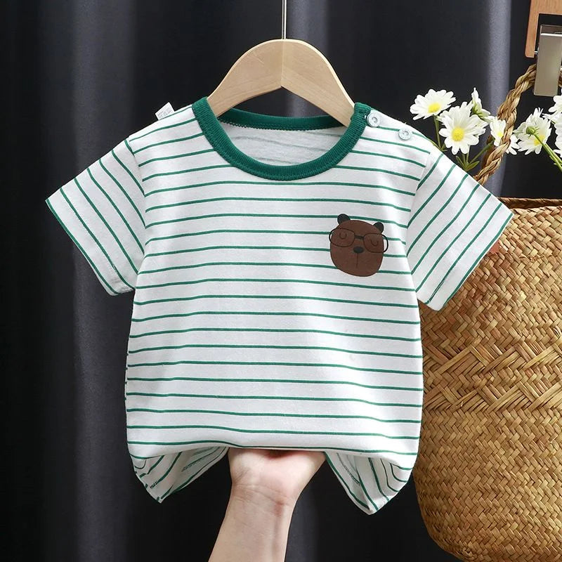 Ropa para niños, camisetas, ropa para niños, camisetas de verano para niños y niñas, camisetas de dibujos animados, ropa de manga corta, 100 % algodón, ropa para bebés