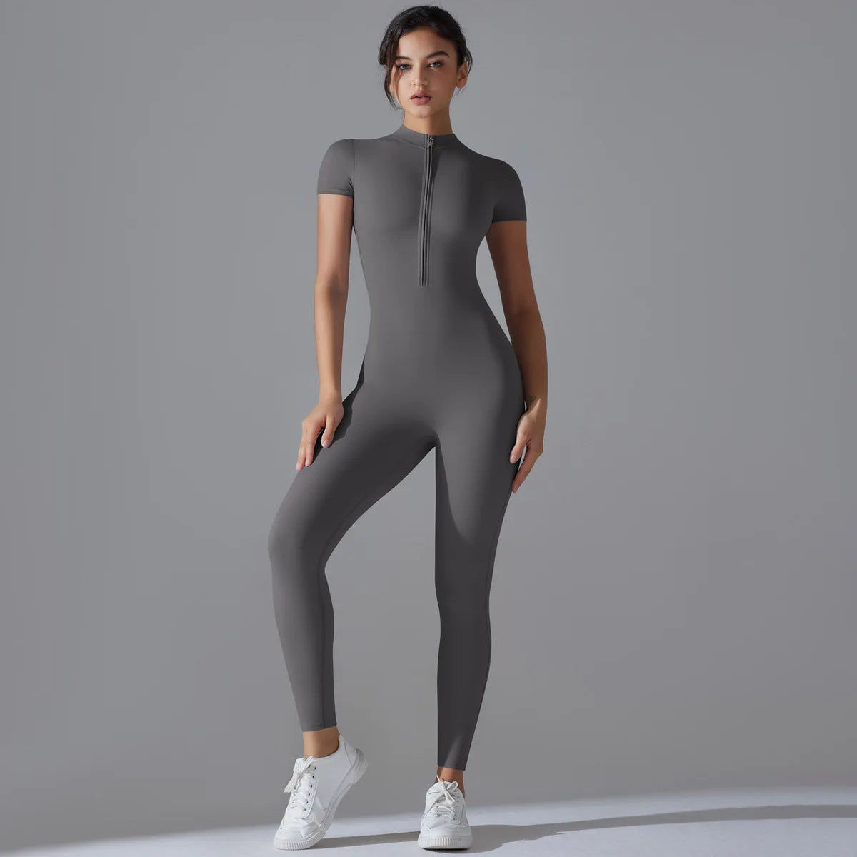 Women Zipper Bodysuits Fitness Sports Bodysuit Yoga Suit Breathable Quick Drying Sports Yoga Clothing Women Gym Push Up Workout