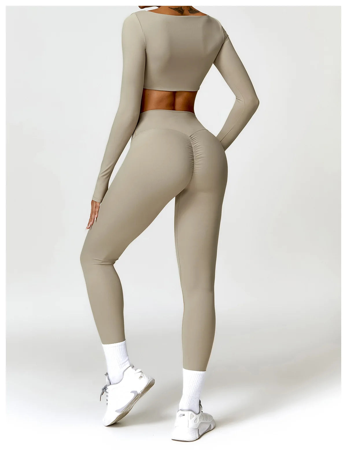 Conjunto de chándal de yoga para mujer, 2 piezas, ropa deportiva para entrenamiento, ropa deportiva, leggings de gimnasio, sujetador de fitness, top corto, trajes deportivos de manga larga