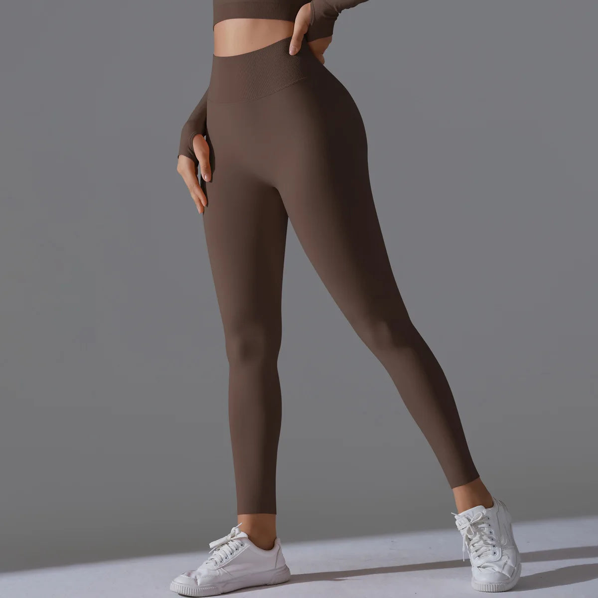 Leggings deportivos de yoga para mujer, sin costuras, cintura alta, elásticos, color sólido, para gimnasio, correr, secado rápido, realce y efecto moldeador.