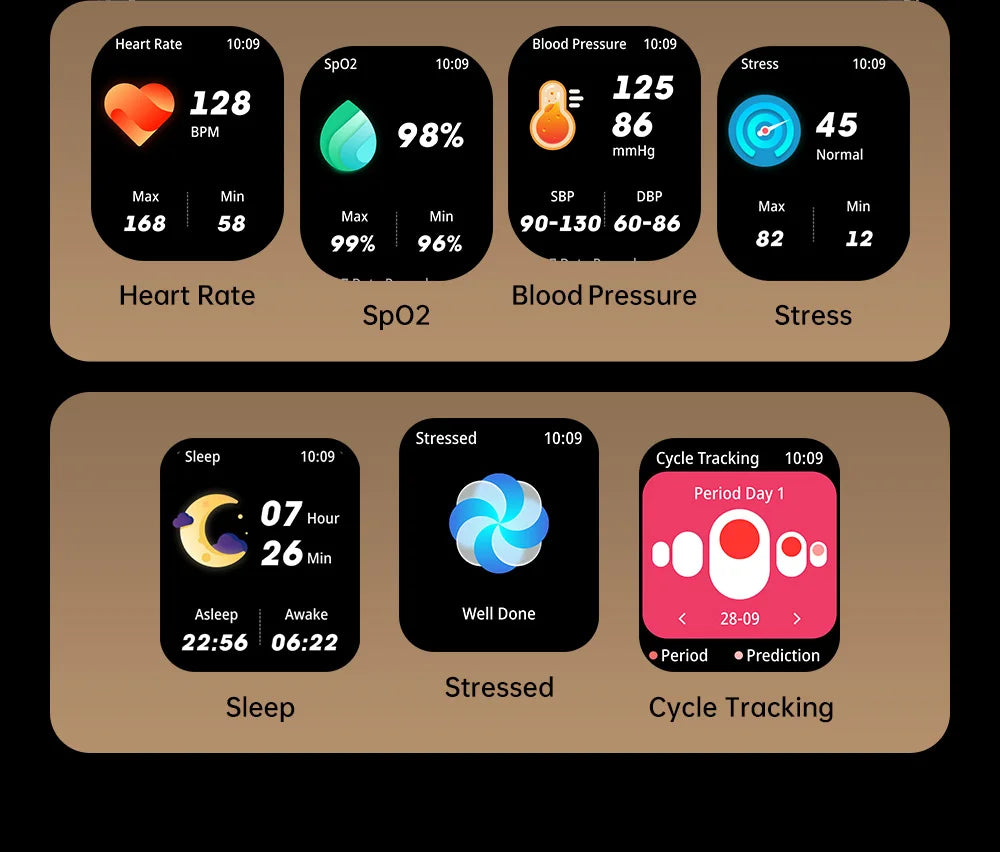 Reloj inteligente con Bluetooth de 2,02 pulgadas para hombre y mujer, batería de 410 mAh, resistente al agua hasta 1 ATM, monitor de ritmo cardíaco y salud, para deportes al aire libre