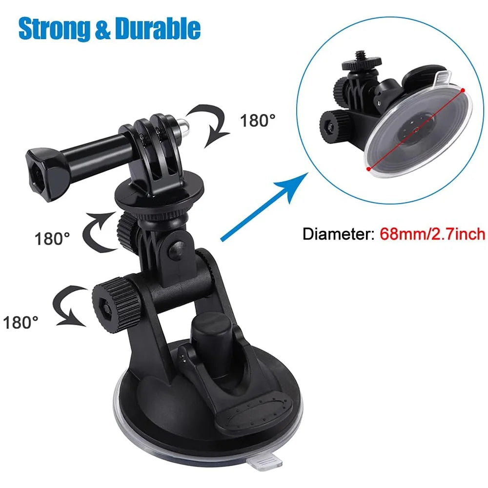 Soporte de ventosa para parabrisas de coche, para GoPro Hero 13, 12, 11, 10, 9, 8, Insta360, X3, X2, X4, DJI OSMO Action Camera