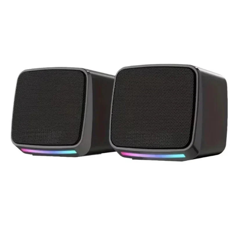 Mini altavoces estéreo con luces geniales, barra de sonido para computadora, altavoces portátiles de 3,5 mm con alimentación USB para computadora, portátil y iPad.