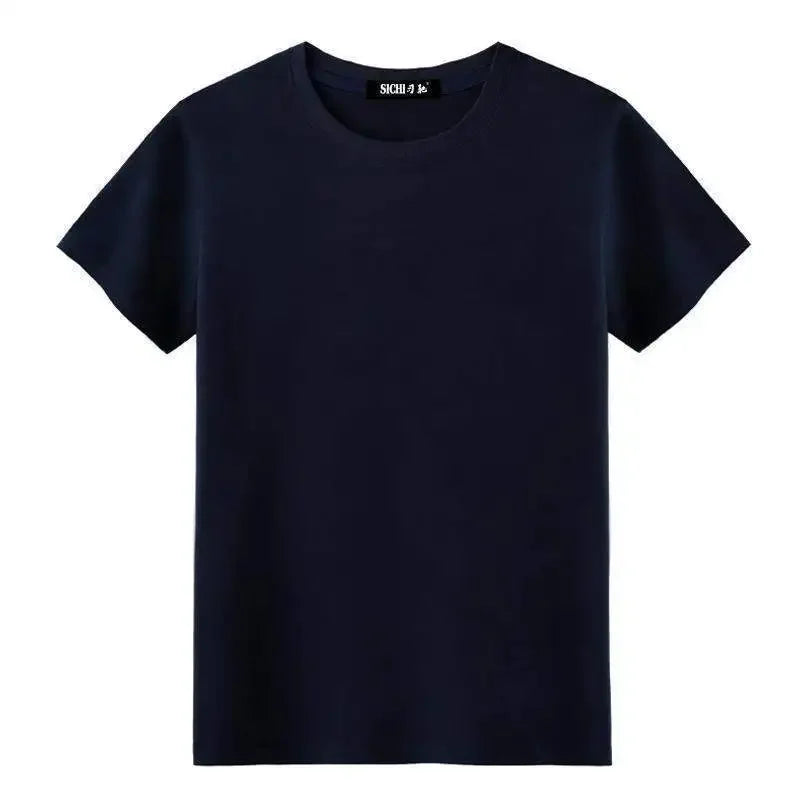 Camiseta deportiva de manga corta blanca pura para hombre, camiseta ajustada de media manga, color base negro, ropa informal de verano.
