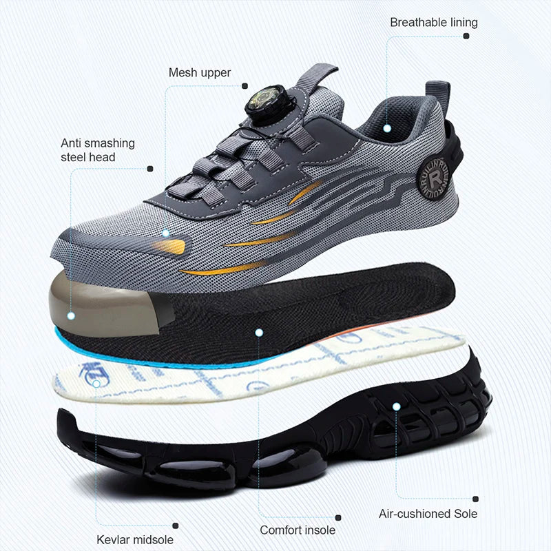 Zapatos de seguridad con punta de acero indestructibles, antideslizantes y resistentes a la abrasión, zapatillas de trabajo para hombre, resistentes y cómodas.