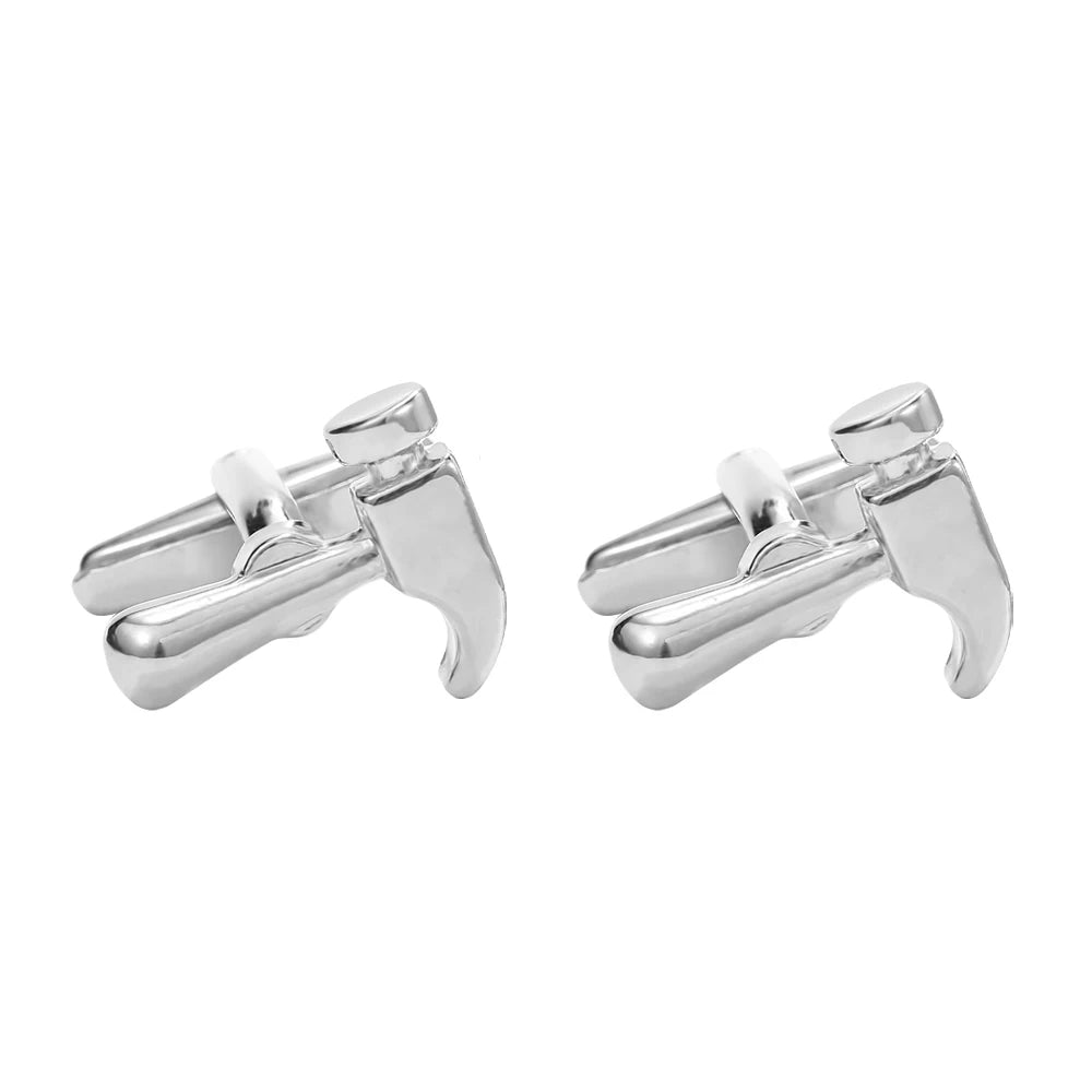 Colección de herramientas, joyería, gemelos con forma de tijera y martillo para hombres y niños, accesorios, regalo para festivales.