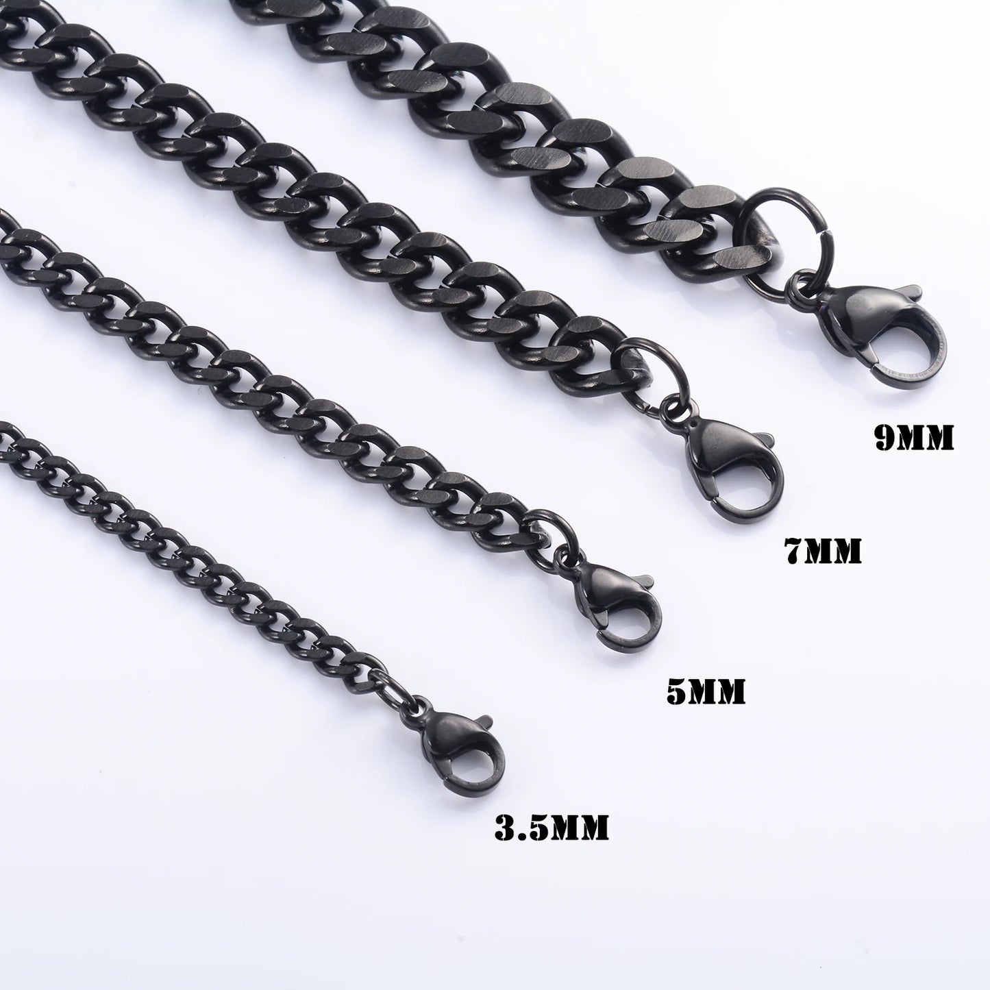 Gargantilla punk básica de color negro, cadena de eslabones cubanos de acero inoxidable, collar de eslabones de metal sólido, joyería para hombres y mujeres, regalo
