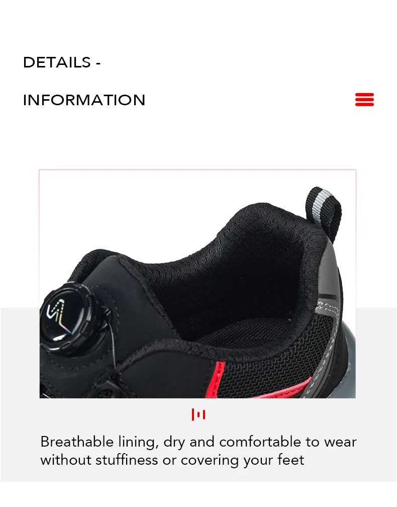 Zapatillas ligeras y transpirables con punta de acero para hombre, calzado de seguridad con protección antigolpes y antiperforación, con botones giratorios.