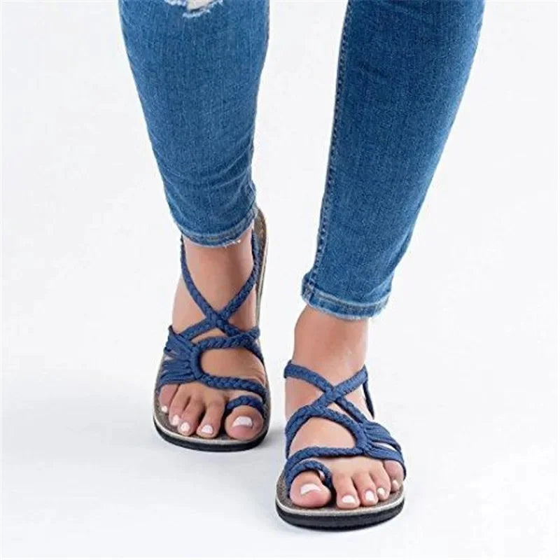 Sandalias planas con tiras para el dedo del pie y suela de goma para mujer, zapatos unisex de verano, gran oferta de temporada