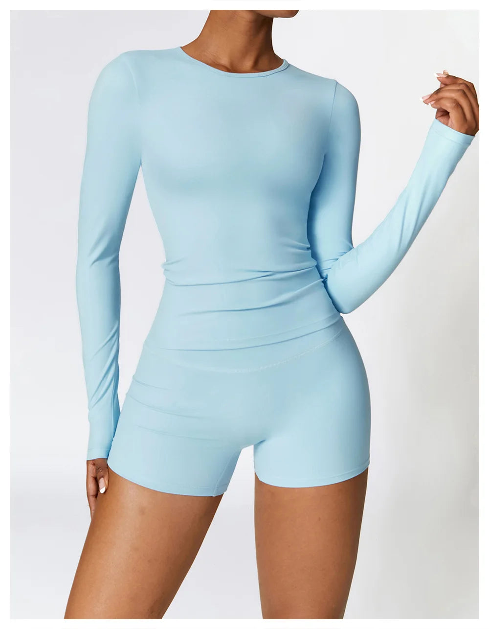 2PCS Seamless Yoga Set Women Workout Set Sportswear Gym Clothing Fitness Long Sleeve Crop Top High Waist Leggings Sports Suits
