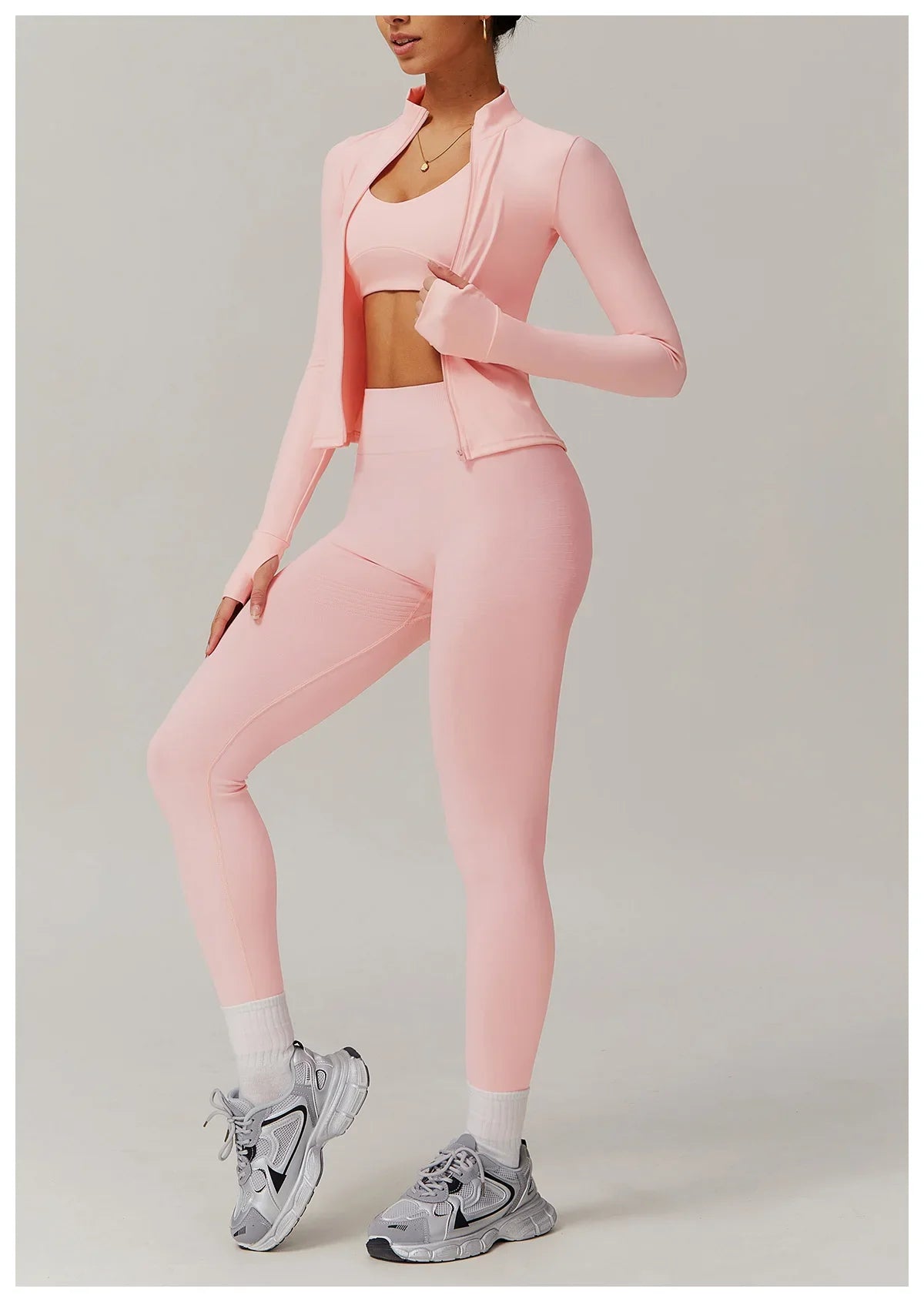 Conjunto deportivo de 2 piezas para mujer, chándal para correr, entrenamiento, con cremallera, pantalones cortos de manga larga, ropa de yoga, ropa deportiva