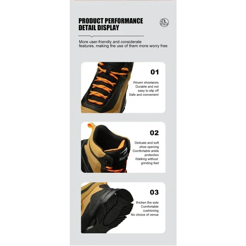 Zapatos de seguridad antisalpicaduras para hombre, botas de trabajo resistentes al desgaste, zapatos con punta de acero, zapatos protectores a prueba de pinchazos, zapatillas de seguridad