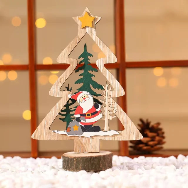 Decoración navideña DIY, manualidades de madera, adornos creativos, Papá Noel, muñeco de nieve, reno, decoración de escritorio navideña, regalos