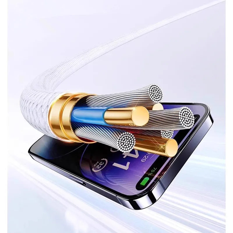 Cable de carga rápida PD de nailon trenzado de 1 m, 1,5 m, 2 m y 60 W, tipo C, doble trenzado, para Apple iPhone 15 Pro Max, MacBook, iPad Pro 12, Samsung S23, S22