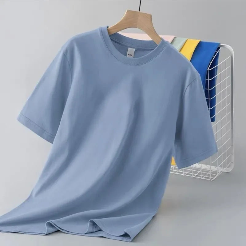 Camiseta de manga corta de color liso para hombre, corte entallado, clásica, versátil, interior, adelgazante, para verano, 2024