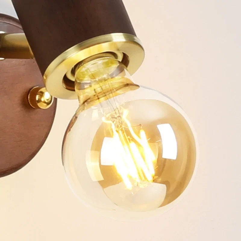 Iluminación LED para comedor, lámpara de pared sencilla de madera maciza con interruptor, lámpara de pared para mesita de noche, sala de estar, balcón, pasillo, cafetería