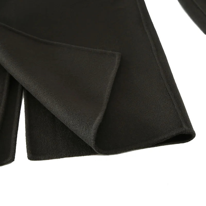 Autumn Winter New 100% Wool Double-sided Wool Coat Men's Korean Suit Collar Wide Fluffy Woolen Coat Simple and Luxurious