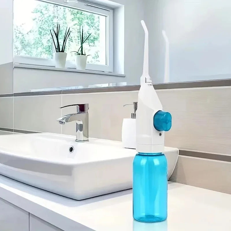 Irrigador bucal de alta presión para el hogar, portátil, con agua limpia, hilo dental, palillo de dientes manual de alta presión (2024)