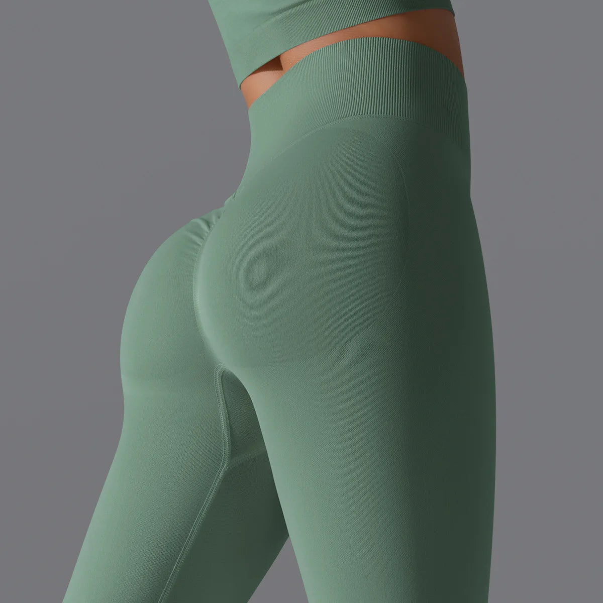 Leggings deportivos de yoga para mujer, sin costuras, cintura alta, elásticos, color sólido, para gimnasio, correr, secado rápido, realce y efecto moldeador.