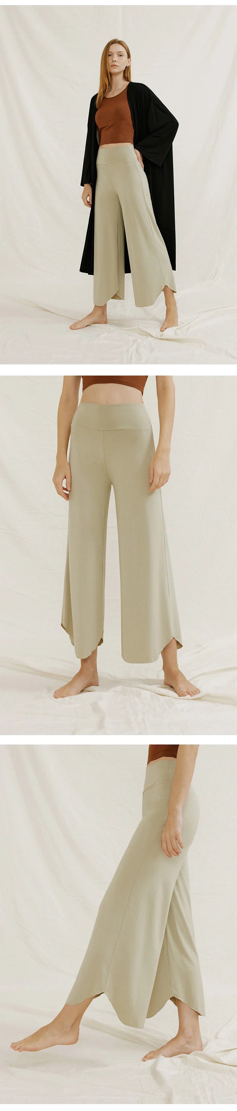 Alpha High Waisted Capri Pants for Women Wide Leg Yoga Pants for Summer Flowy Capris Loose Casual Cropped Dance Pants