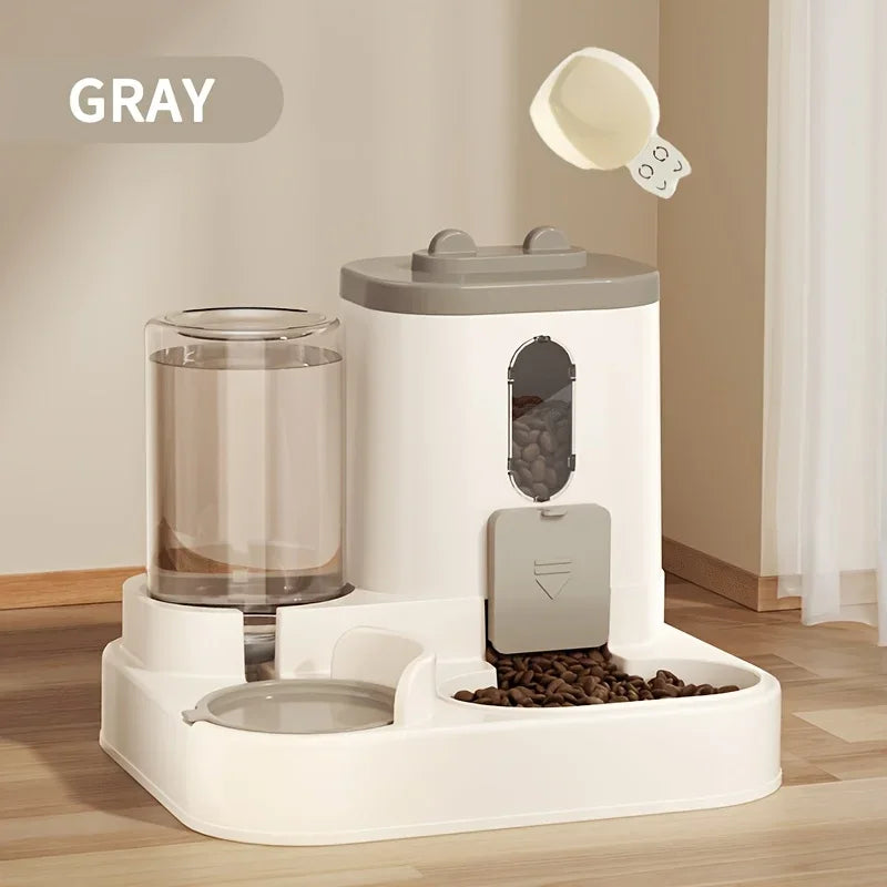 Dispensador de comida para gatos 2 en 1, agua y comida integrados, totalmente automático, dispensador de comida y agua para gatos, bonito dispensador de agua.
