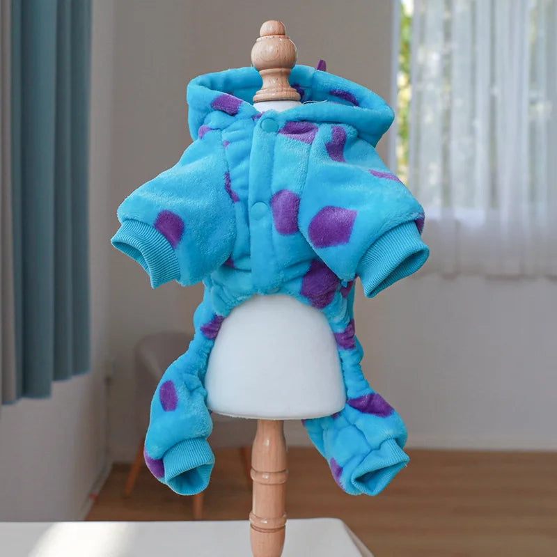 Ropa de forro polar súper suave para mascotas, para otoño e invierno, cálida y de felpa, para perros de cuatro patas, con diseño de dinosaurio, unicornio y gato.