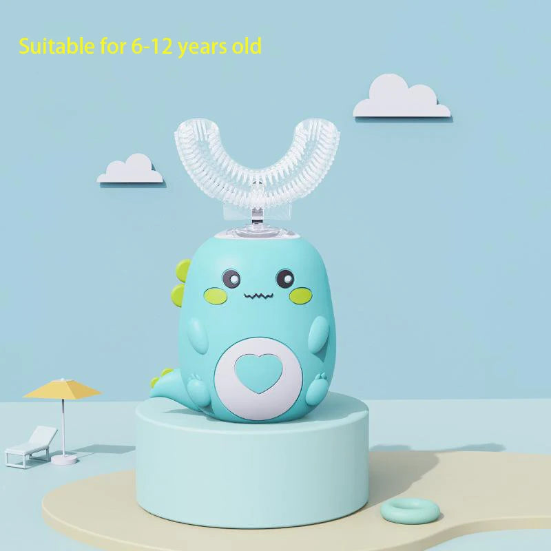 Cepillo de dientes eléctrico en forma de U para niños, 360 grados, inteligente, de silicona, recargable, automático, sónico.