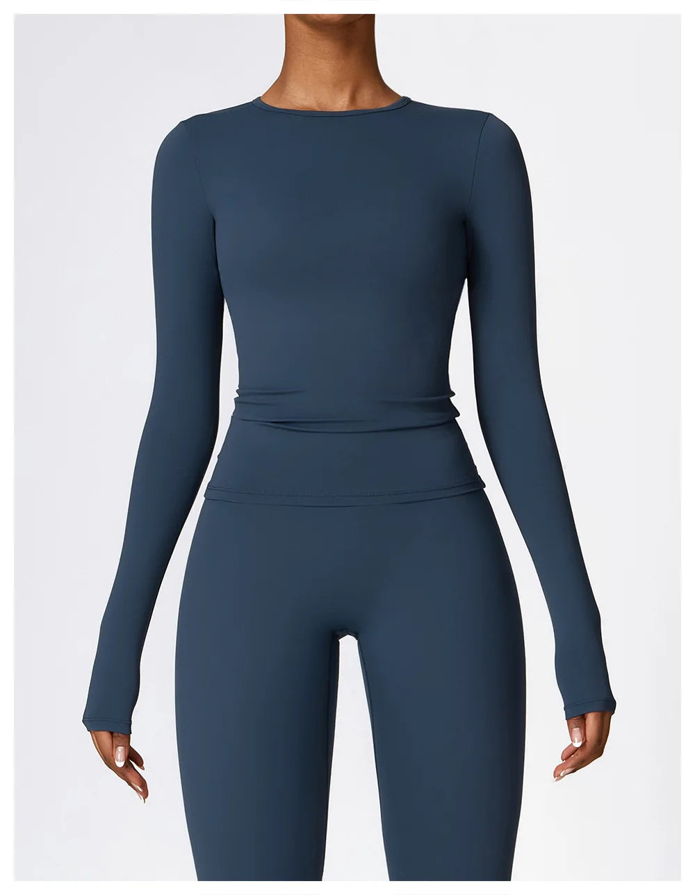2PCS Seamless Yoga Set Women Workout Set Sportswear Gym Clothing Fitness Long Sleeve Crop Top High Waist Leggings Sports Suits