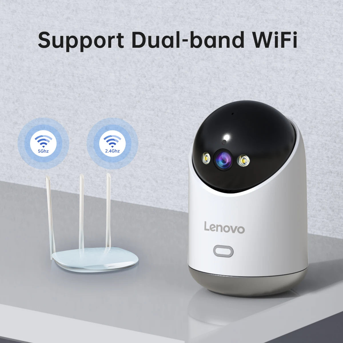 Cámara WiFi Lenovo de 5 MP para interiores, cámara IP inteligente para el hogar, color, seguimiento automático, seguridad nocturna, CCTV, monitor para bebés
