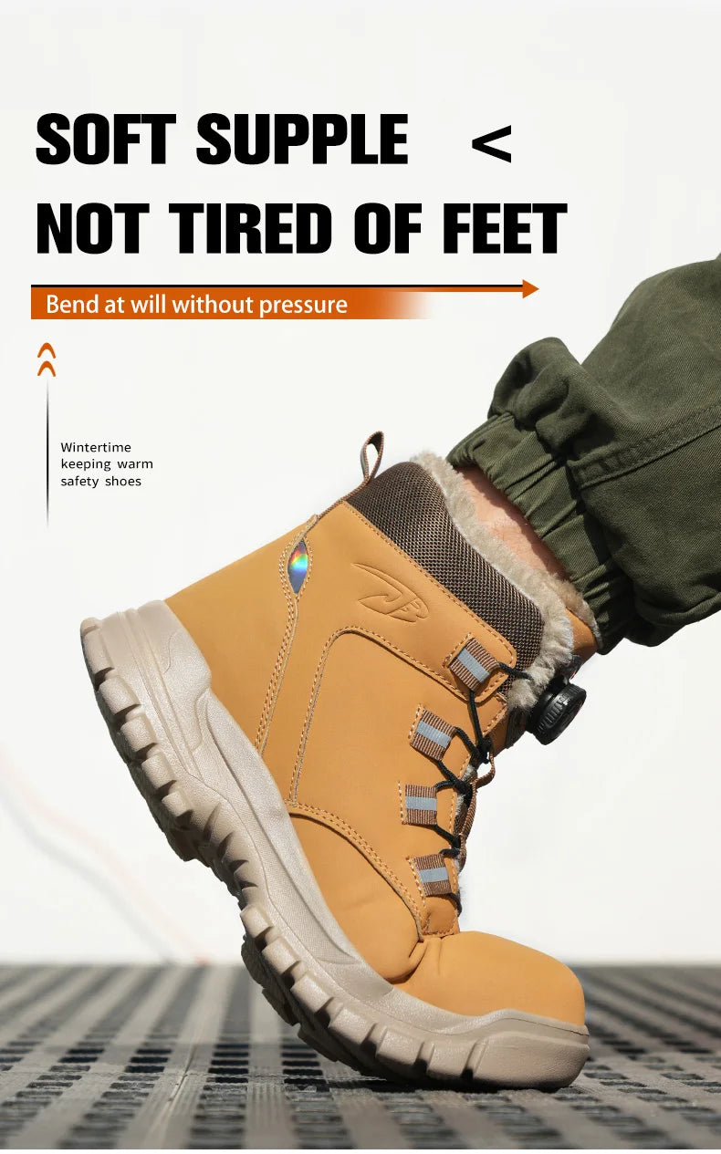 Botas de trabajo de seguridad de invierno para hombre y mujer, tallas 47 y 48, impermeables, ligeras, con puntera de acero, calzado de seguridad protector para hombre.
