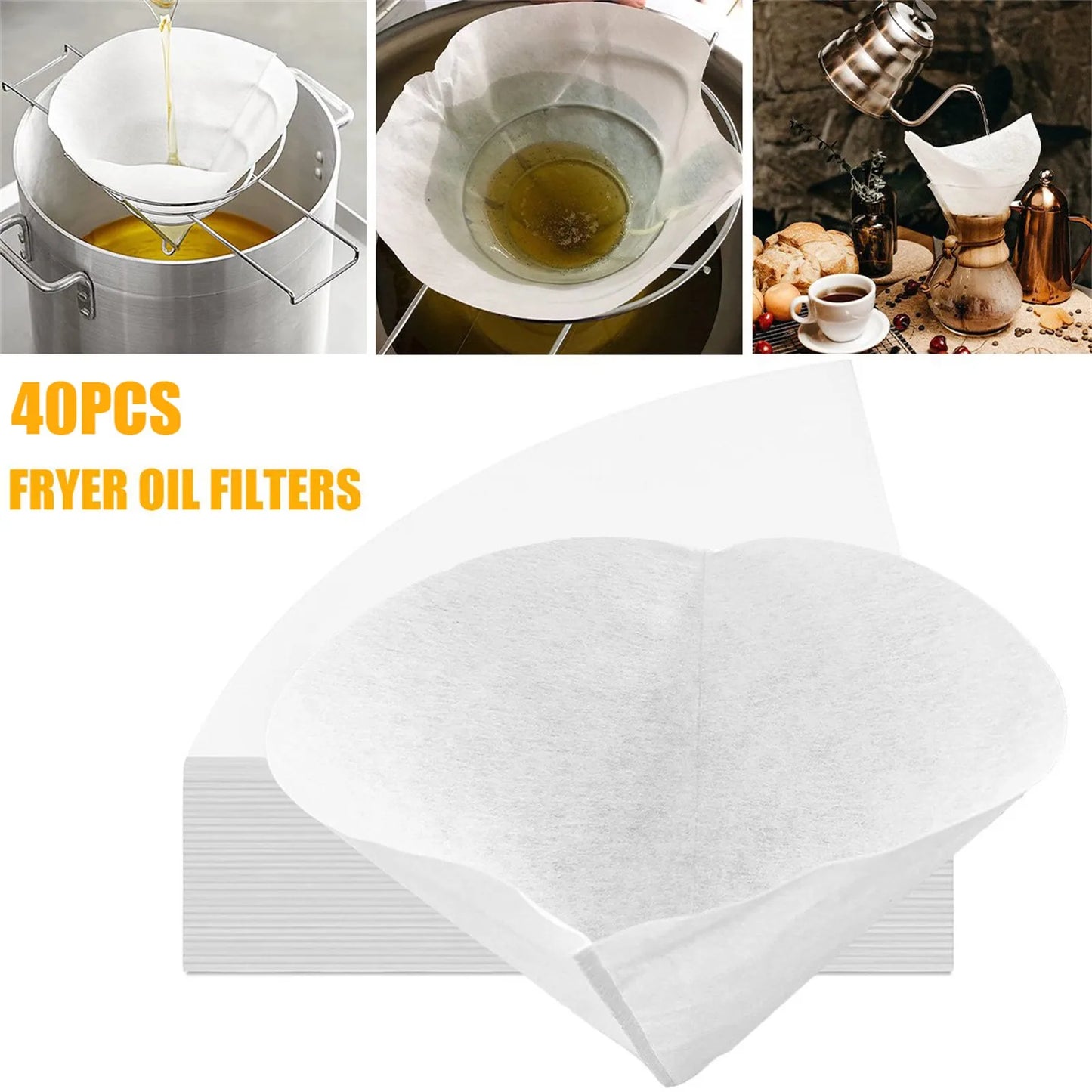 Filtros cónicos de aceite para freidora, no tejidos, para aceite de cocina y jarabe de arce, 40 unidades