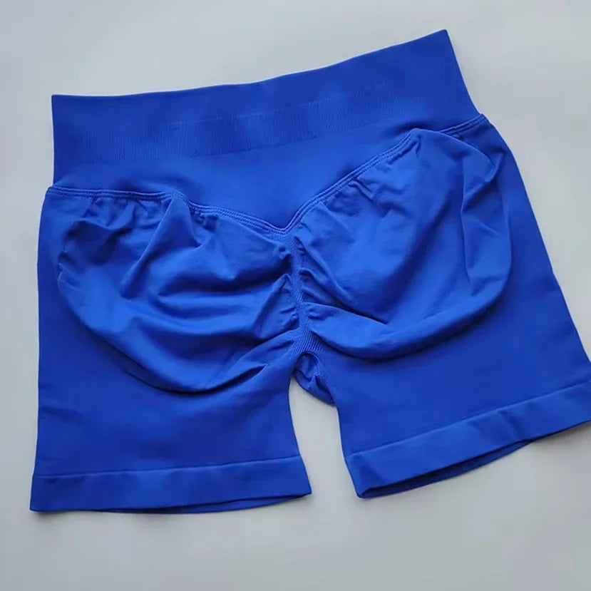 Pantalones cortos deportivos de impacto para mujer, cintura baja acanalada, sin costuras, ajustados, para entrenamiento, gimnasio, pantalones cortos elásticos para correr con cintura alta