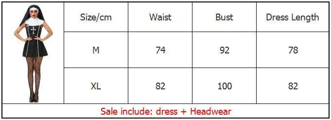 Easter Halloween Cosplay Party Costume Adult Sexy Nun Role Play Stage Fancy Party Dress